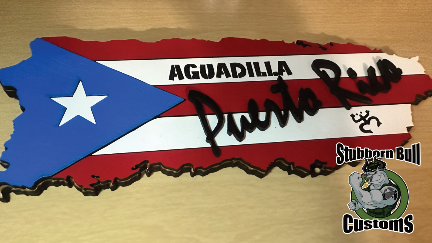 Puerto Rico Flag Custom Town Sign
