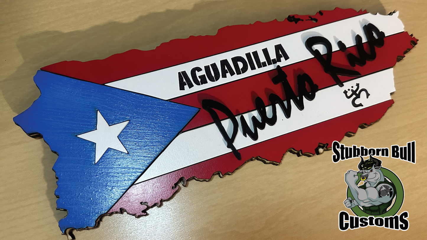 Puerto Rico Flag Custom Town Sign