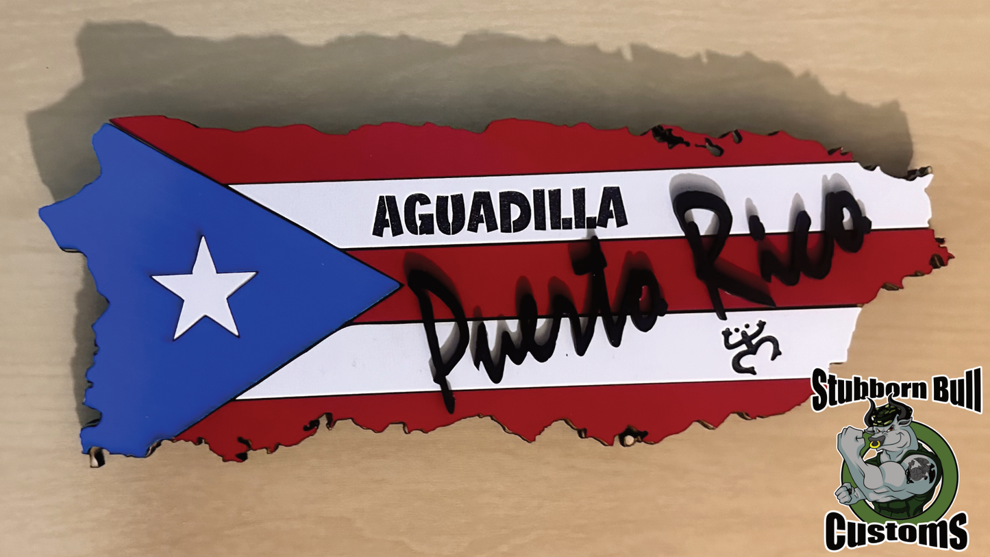 Puerto Rico Flag Custom Town Sign