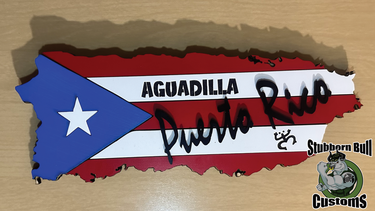 Purto Rico Sign Puerto Rico Flag Custom Town Sign – Stubborn Bull Customs